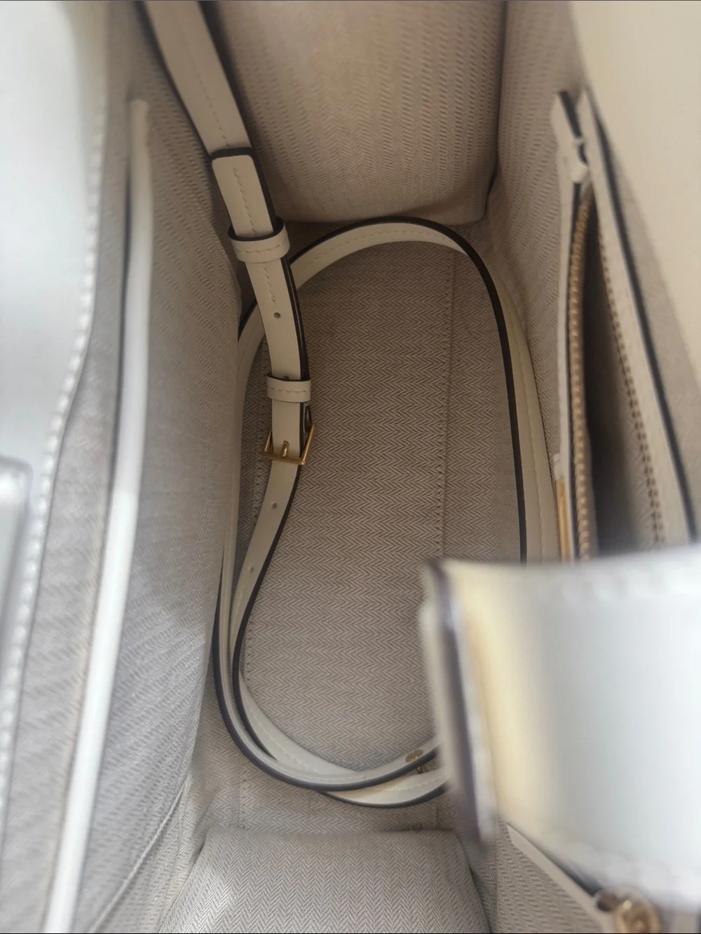Tory Burch small Ella bio Cream Leather Logo Tote